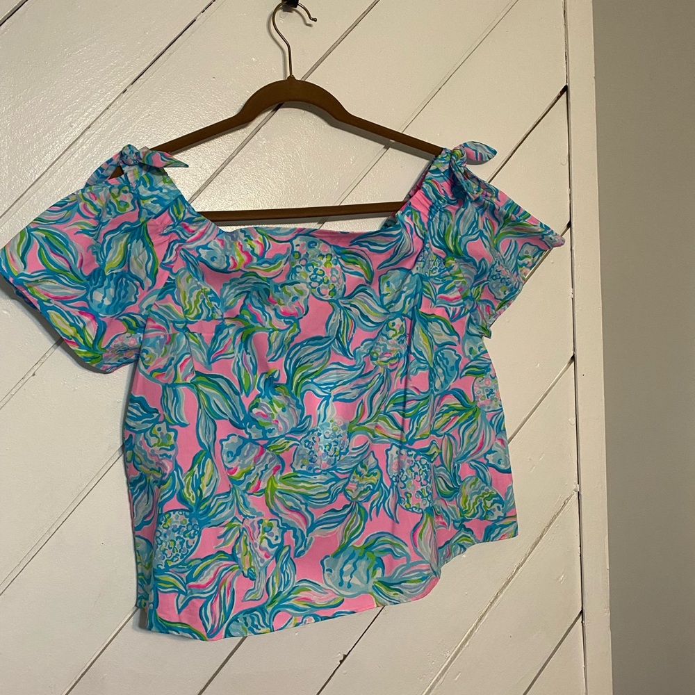 Lilly Pulitzer Vibrant Pink and Blue Blouse
